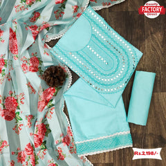 Light Blue Embroidered Kurtha Suruwal Piece