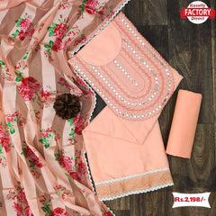 Peach Embroidered Kurtha Suruwal Piece