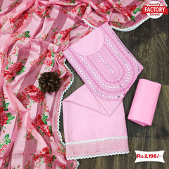 Pink Embroidered Kurtha Suruwal Piece