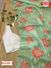 Pure Organza Designer Handwork Saree With Readymade Blouse