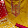 Yellow Cotton Embroidered Kurtha Suruwal Piece