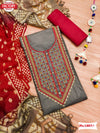 Ash Cotton Embroidered Kurtha Suruwal Piece