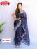 Navy Blue Pure Organza Embroidered Saree