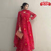 Red Bandhani Kurthi Pant Dupatta Set