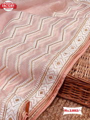 Baby Pink Pure Organza Zigzag Chikankari Saree