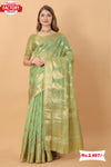 Light Green Pure Organza Banarasi Saree