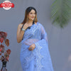 Light Blue Pure Organza Silk Cut-work Border Saree