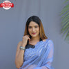 Light Blue Pure Organza Silk Cut-work Border Saree