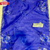 Blue Organza Digital Print Saree With Embroidery