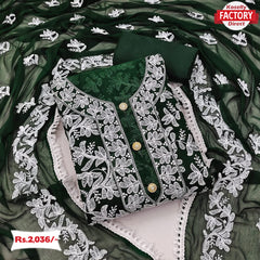 Green Embroidered Kurtha Suruwal Piece