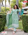 Light Turquoise Embroidered Kurtha Pant Dupatta Set