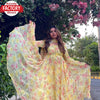 Yellow Floral Long Frock Palazzo Set