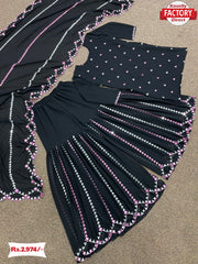 Black Real Mirror Work Kurtha Sharara Dupatta Set