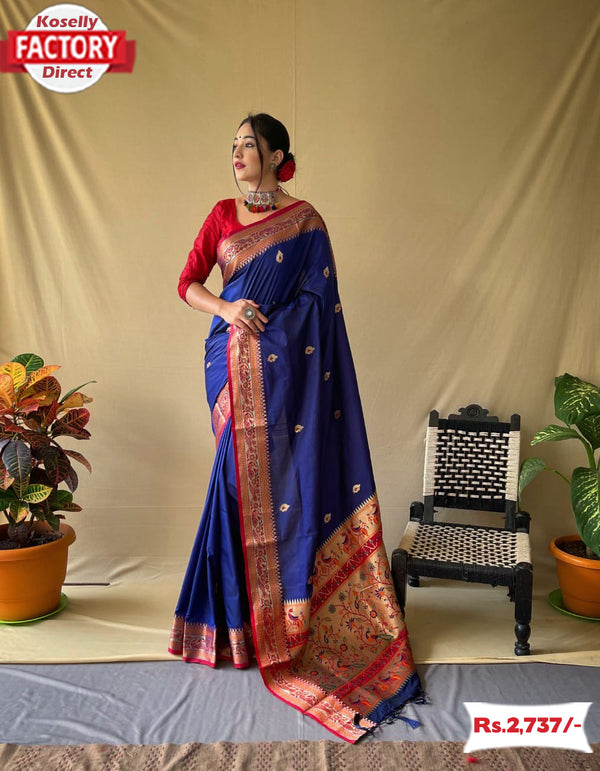 Deep Blue Paithani Silk Saree