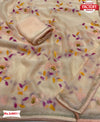 Light Peach Chiffon Multi Embroidery Saree