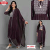 Wine Embroidered Kurtha Pant Set