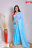 Sky Blue Pure Georgette Embroidered Saree