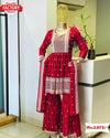 Designer Red Kurtha Sharara Dupatta Set