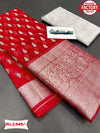 Red Organza Jacquard Border Saree