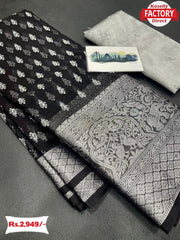 Black Organza Jacquard Border Saree