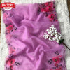 Mauve Purple Pure Organza 3D Print Saree With Handwork