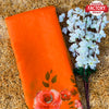 Orange Pure Organza 3D Print Saree With Handwork