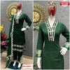 Dark Green Embroidered Designer Kurtha Set