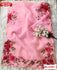Pink Pure Organza 3D Print Saree With Handwork