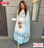 White and Blue Digital Printed Gown with Dupatta