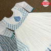 White and Blue Digital Printed Gown with Dupatta