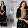 Black Embroidered Semi-Stitched Kurtha Palazzo Set