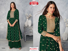 Green Embroidered Semi-Stitched Kurtha Palazzo Set