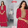 Red Embroidered Semi-Stitched Kurtha Palazzo Set