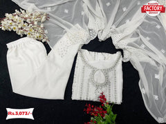 White Designer Kurtha Pant Dupatta Set