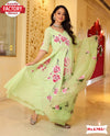 Light Green Designer Floral Gown Pant Dupatta Set