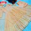 Light Peach  Embroidered Gown Dupatta Pant Set