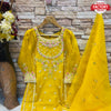 Designer Yellow Organza Kurtha Pant Dupatta Set