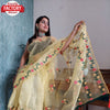 Yellow Pure Organza Embroidered Saree