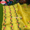 Yellow Pure Organza Embroidered Saree