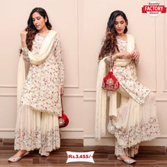 White Embroidered Kurtha Sharara Dress