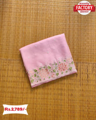Baby Pink Pure Organza Kashmiri Cut-work Border Saree