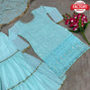 Sky Blue Partywear Kurtha Sharara Dupatta Set