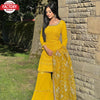 Yellow Partywear Kurtha Sharara Dupatta Set