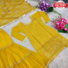 Yellow Partywear Kurtha Sharara Dupatta Set