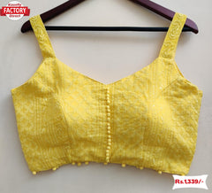 Yellow Chikankari Georgette Blouse
