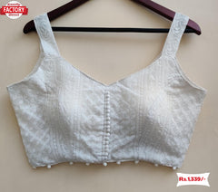 White Chikankari Georgette Blouse