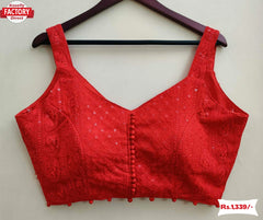 Red Chikankari Georgette Blouse