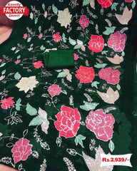 Bottle Green Fancy Partywear Georgette Saree