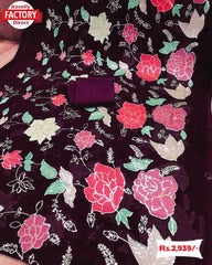 Wine Fancy Partywear Georgette Saree