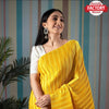Yellow Georgette Pleated Saree